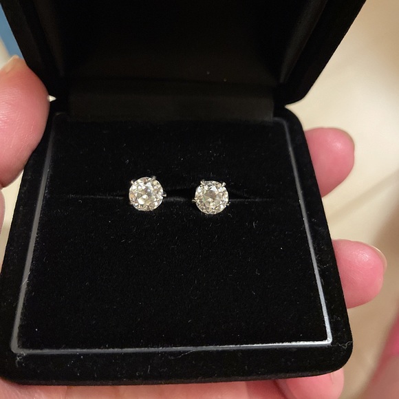 2 ct Moissanite Old European Cut 925 Silver Earrings - Picture 2 of 3